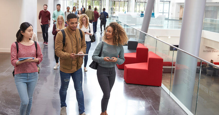 College students walking